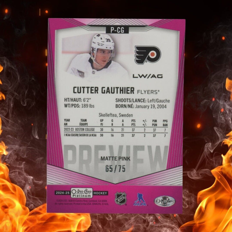 2024-25 O-Pee-Chee CUTTER GAUTHIER Marquee Rookie /75 Matte Pink Platinum