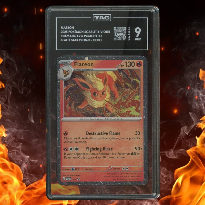 Pokemon Prismatic Evolution Poster FLAREON Black Star Promo Holo