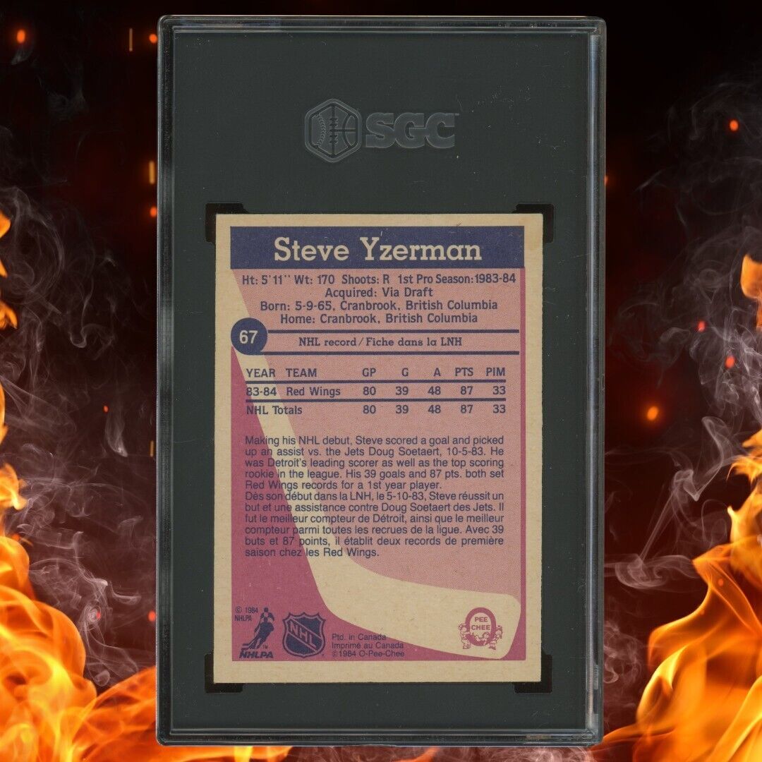 1984-85 O-Pee-Chee STEVE YZERMAN Rookie SGC 4 #67 VG-EX