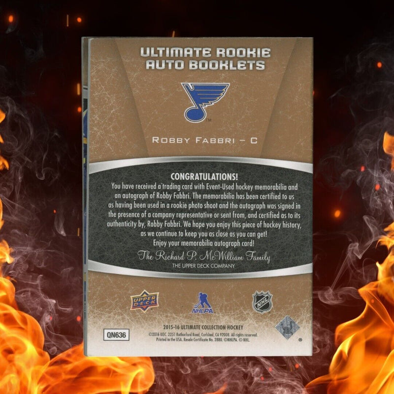 2015-16 Upper Deck Ultimate ROBBY FABBRI Dual Jersey Auto /99 Booklets