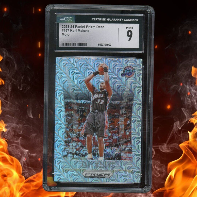 2023-24 Panini Prizm Deca KARL MALONE /25 Mojo Prizm CGC 9