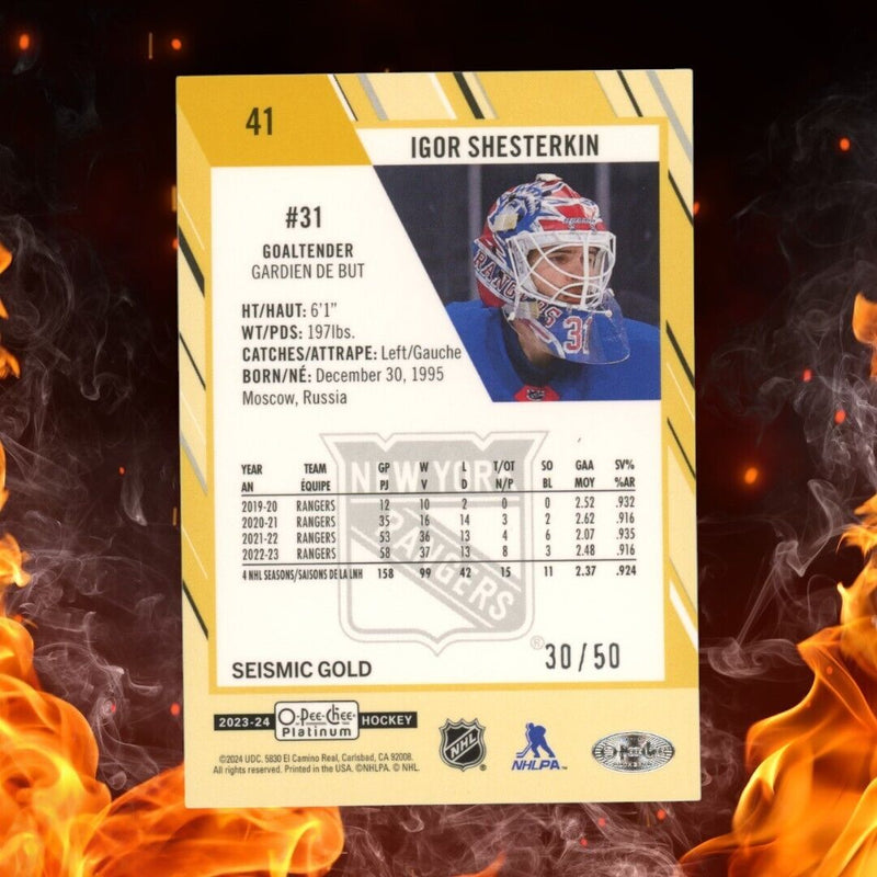 2023-24 O-Pee-Chee Platinum IGOR SHESTERKIN /50 Seismic Gold