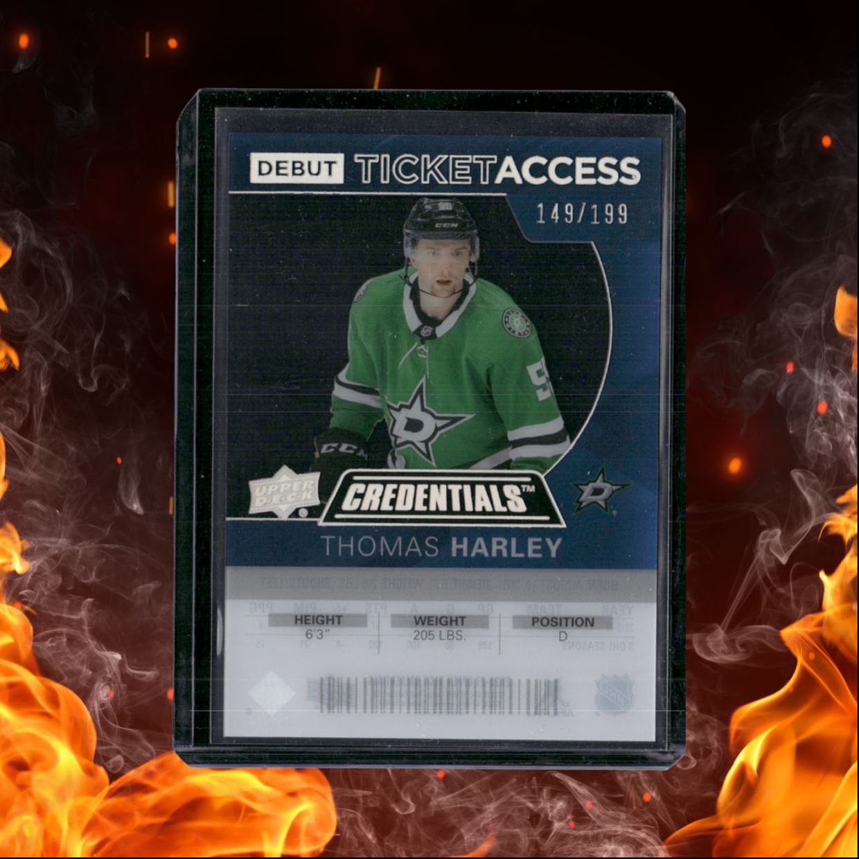 2020-21 Upper Deck Credentials Thomas Harley Debut Ticket Acces Acetate Rookie
