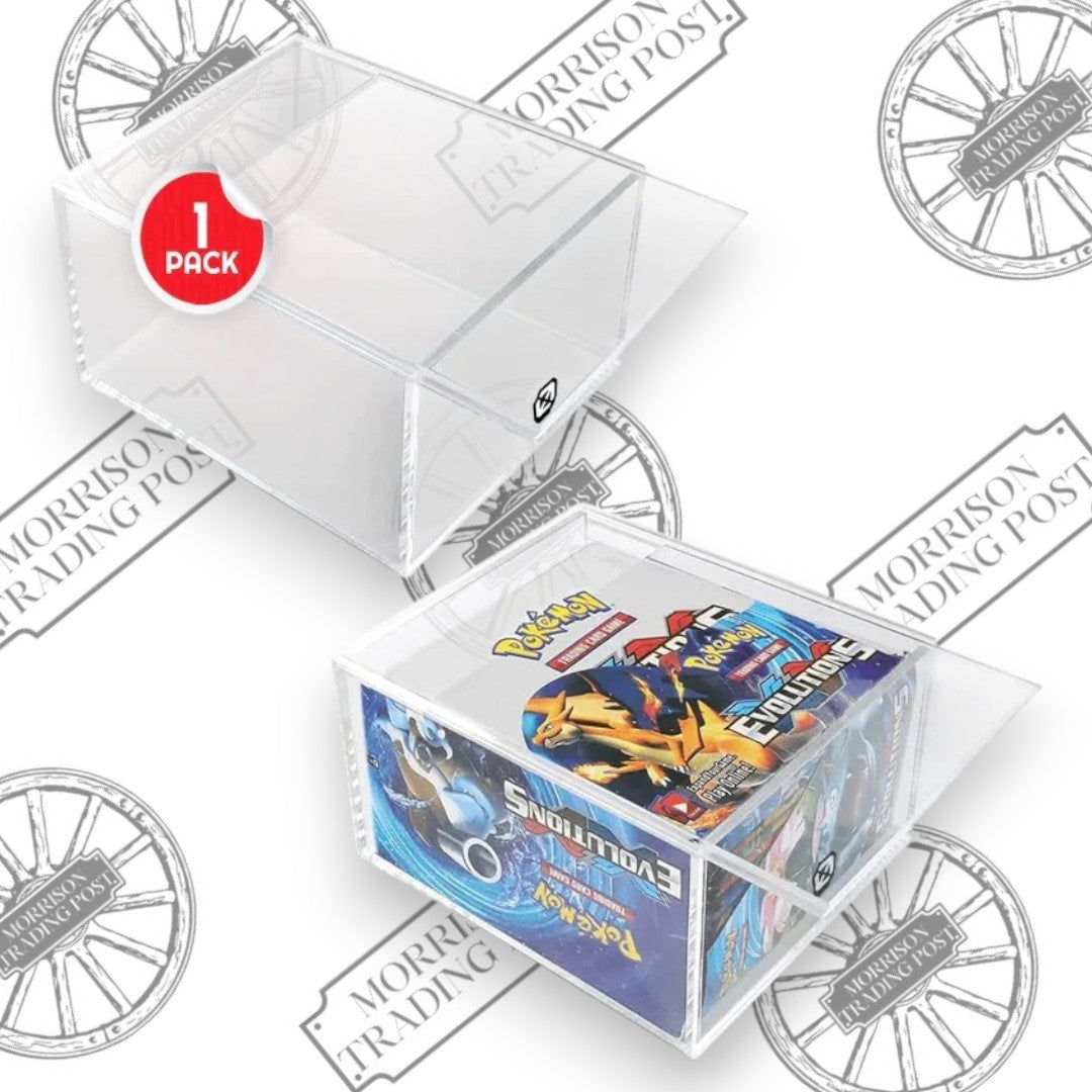 EVORETRO Acrylic Pokemon Booster Box Protector – 4MM Anti-UV with Sliding Lid