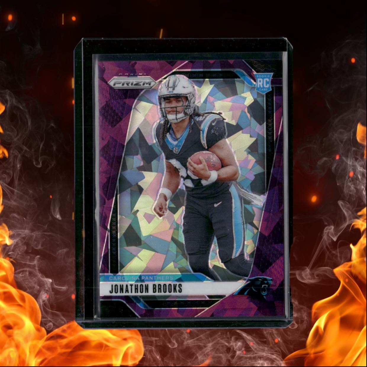2024 Panini Prizm Jonathan Brooks Purple Cracked Ice Prizm Rookie 107/225 #357