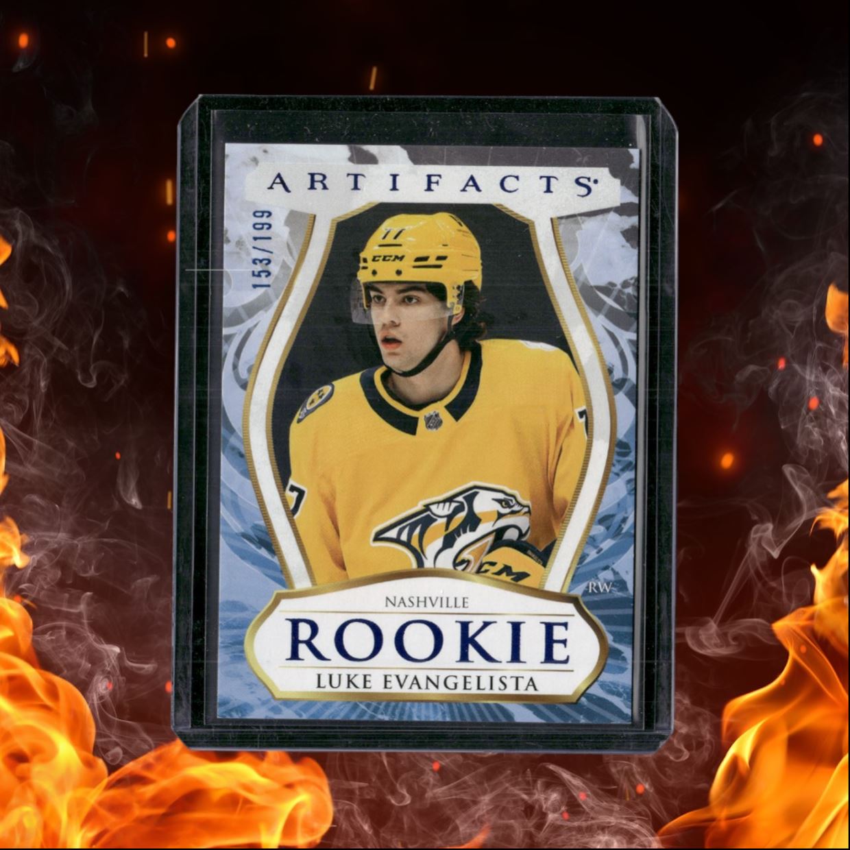 2023-24 Upper Deck Artifacts Luke Evangelista Royal Blue Rookie 153/199 #195
