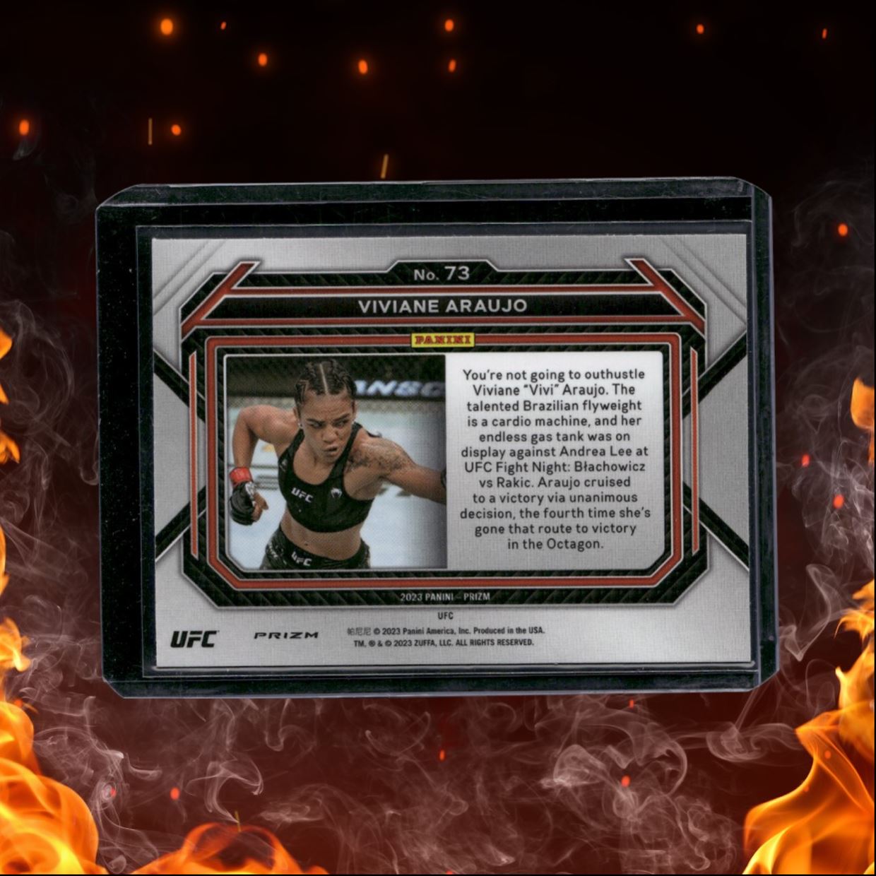 2023 Panini Prizm UFC Viviane Araujo Ruby Wave Prizm #73