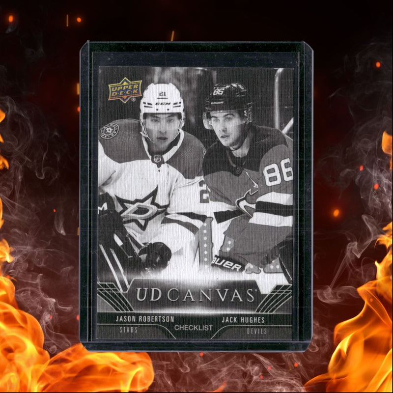 2023-24 Upper Deck Jason Robertson / Jack Hughes  Black & White UD Canvas
