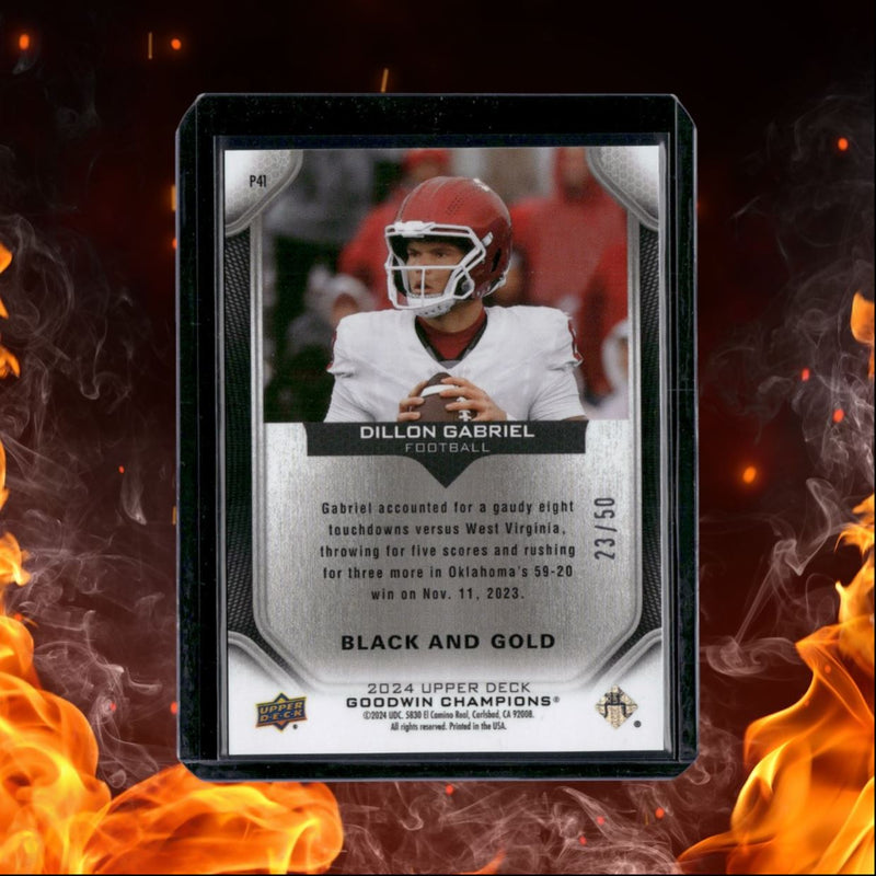 2024 Upper Deck Goodwin Champions Dillon Gabriel Portraits Black and Gold 23/50