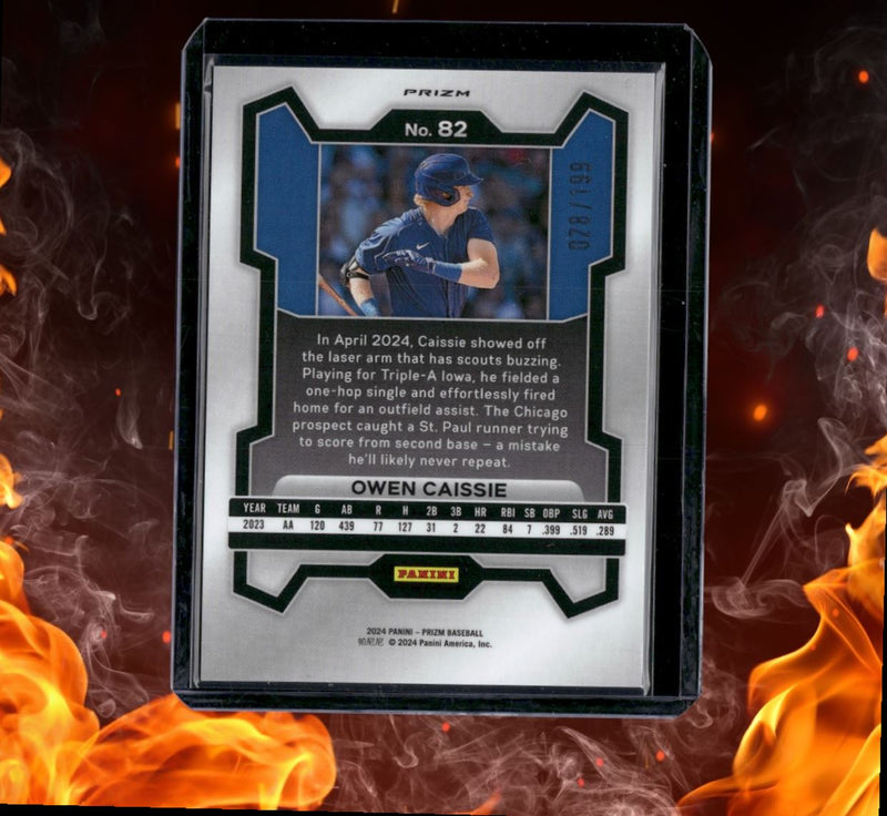 2024 Panini Prizm Owen Caissie Prospect Blue Prizm 028/199