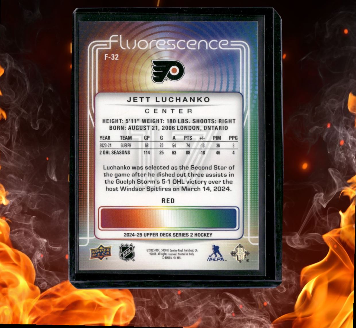 2024-25 Upper Deck Jett Luchanko Flurorescence Red Rookie #F-32
