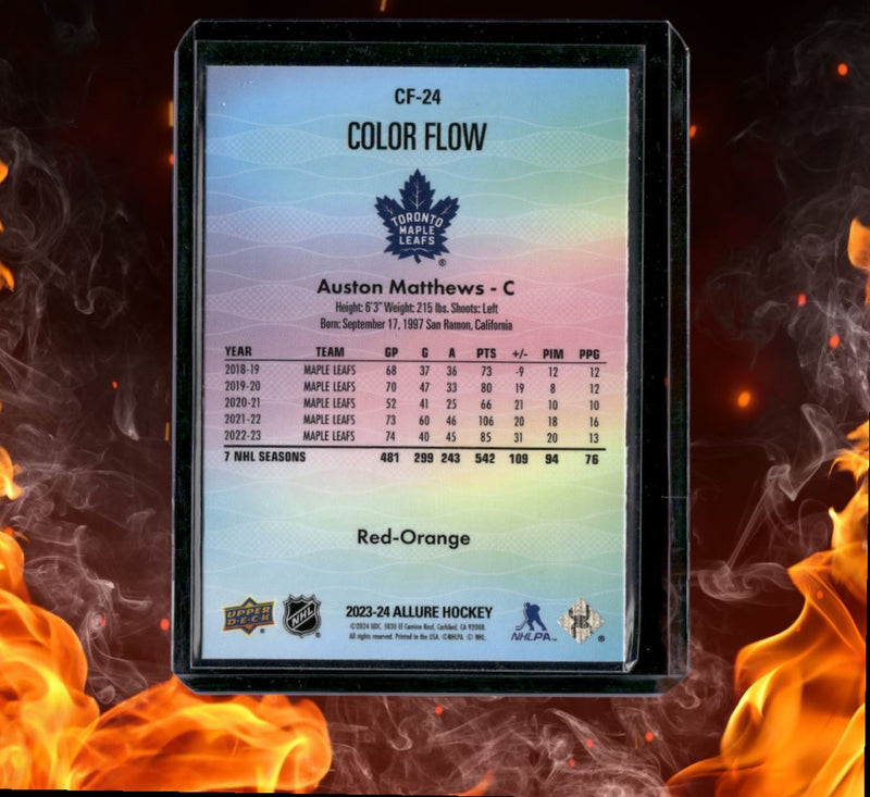 2023-24 Upper Deck Allure Auston Matthews Color Flow Red Orange