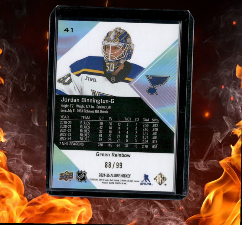 2024-25 Upper Deck Allure Jordan Binnington Green Rainbow 88/99