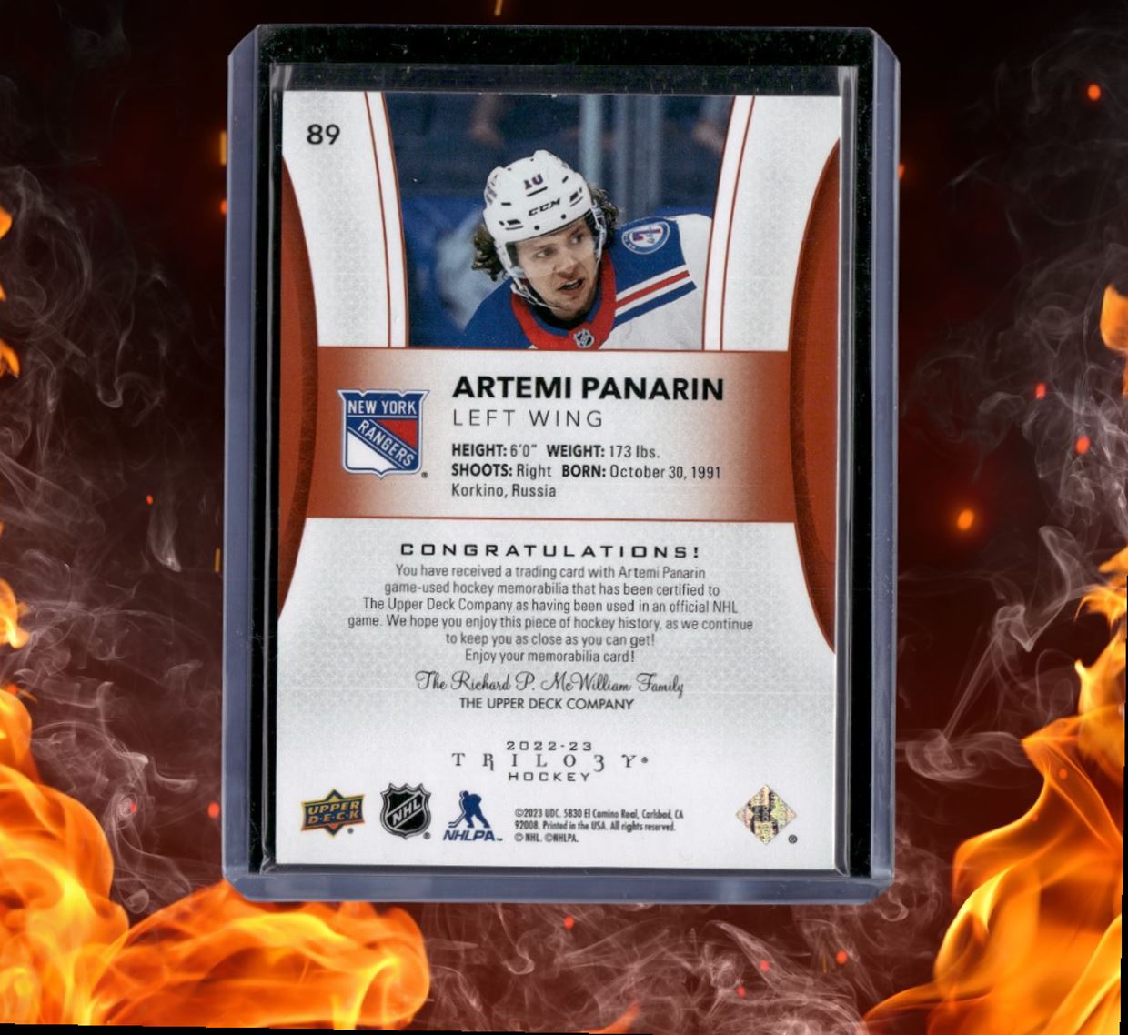2022-23 Upper Deck Trilogy Artemi Panarin Orange Foil Jersey #89