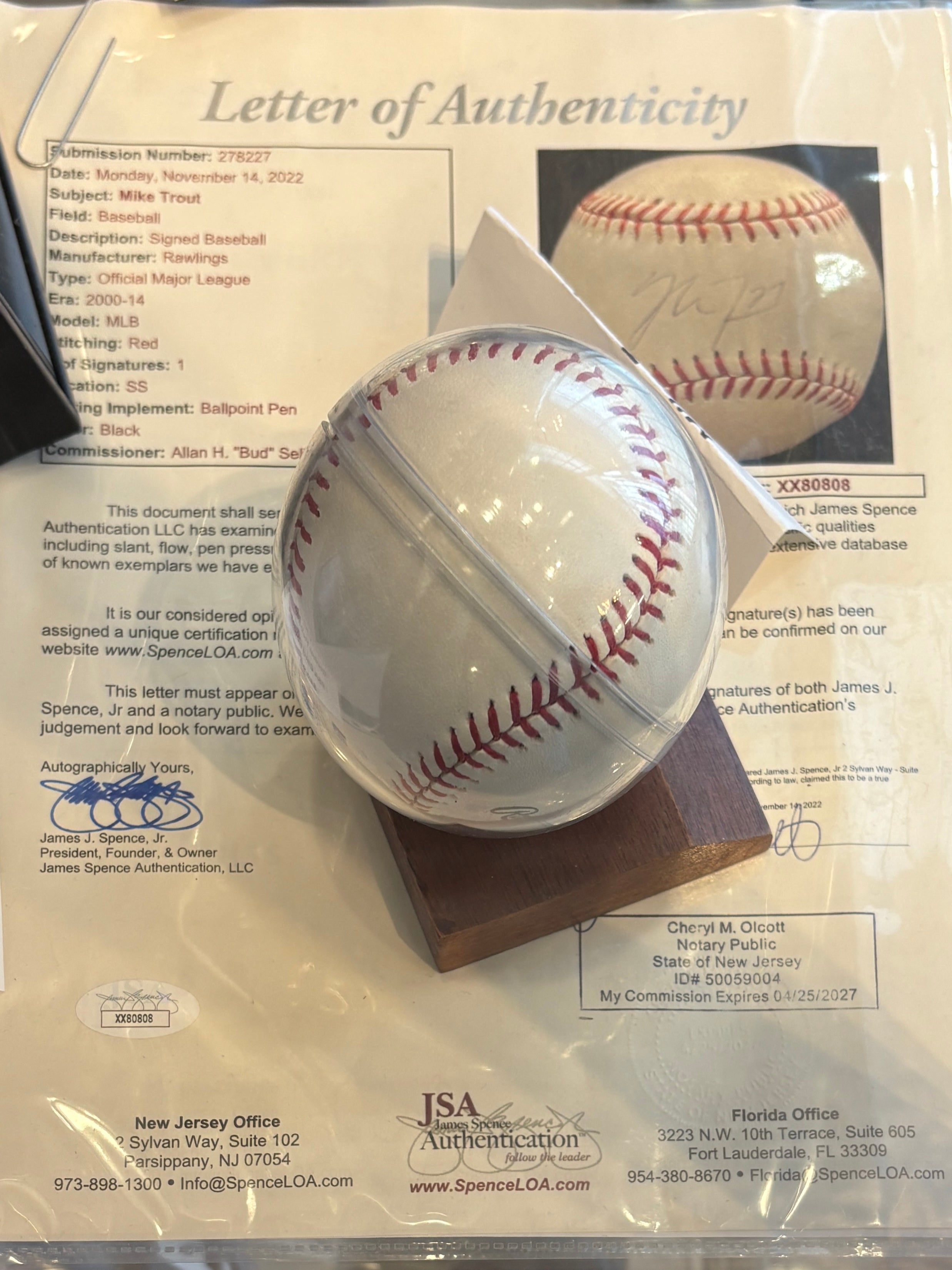 Mike Trout Signed Baseball | JSA COA