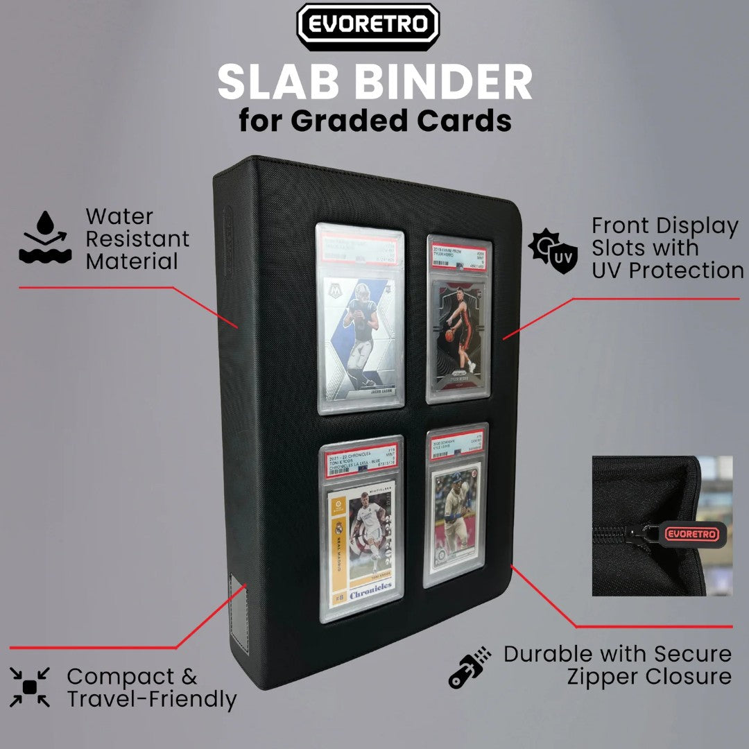 EVORETRO Zip-Up Slab Binder | Holds 36 Graded Cards
