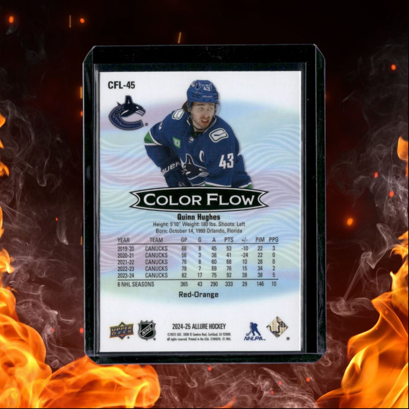2024-25 Upper Deck Allure Quinn Hughes Color Flow Red Orange