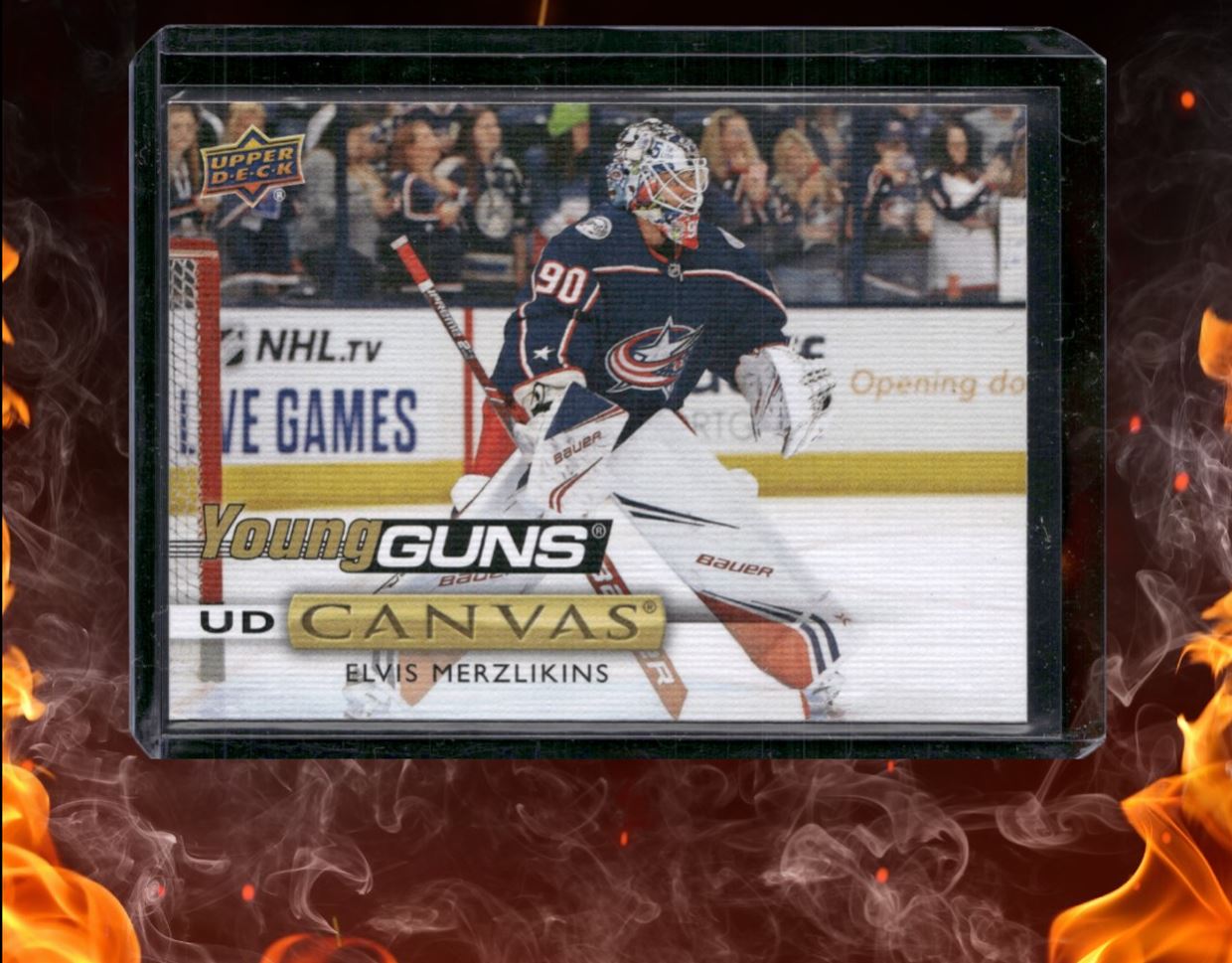2019-20 Upper Deck Elvis Merzlikins UD Canvas Young Guns (B) Rookie #C118