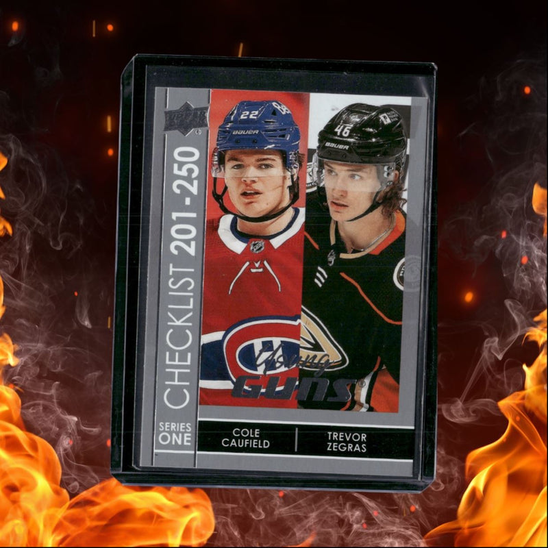 2021-22 Upper Deck Cole Caufield / Trevor Zegras Young Guns Checklist Rookie
