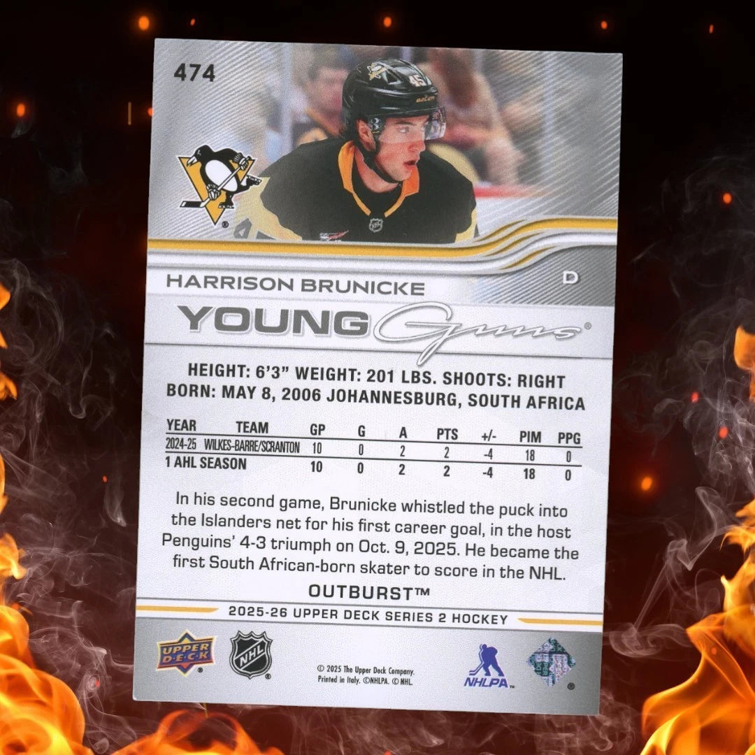 2025-26 Upper Deck HARRISON BRUNICKE Young Guns Silver Outburst #474