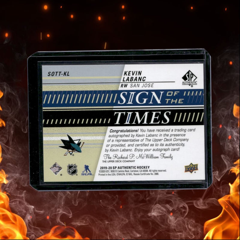 2019-20 SP Authentic Kevin Labanc Sign of the Times Auto