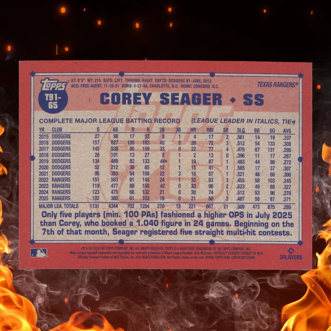 2026 Topps 75th Anniversary COREY SEAGER Black Foil /10 #T91-65