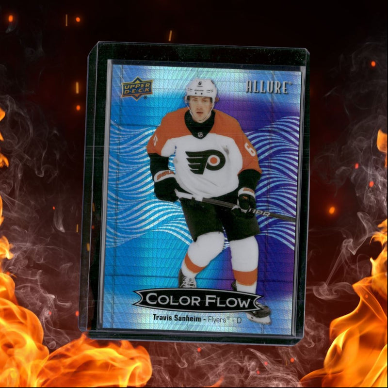 2024-25 Upper Deck Allure Travis Sanheim Color Flow Blue Purple Spectrum 03/25