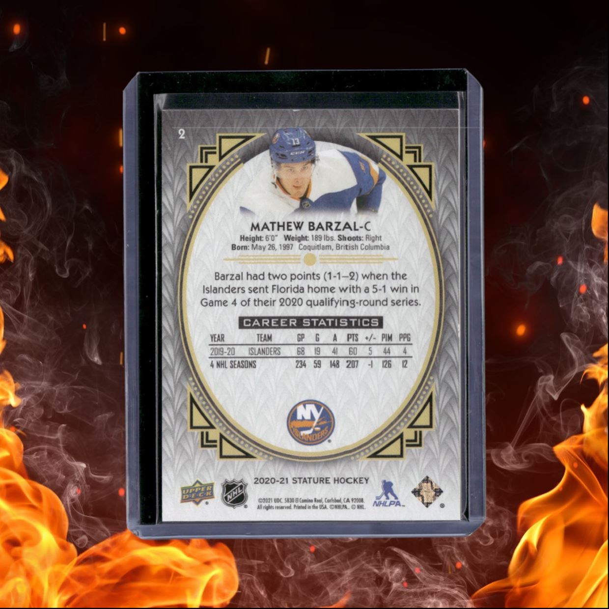 2020-21 Upper Deck Stature Mathew Barzal Design Variant Bookend 25/25 #6