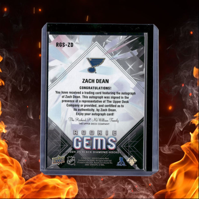 2024-25 Upper Deck Black Diamond Zach Dean Gems Rookie Auto 049/199
