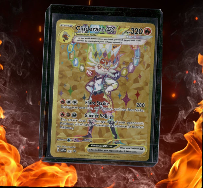 2024 Pokemon Scarlet & Violet Cinderace EX Black Star Promo Gold LP (A)