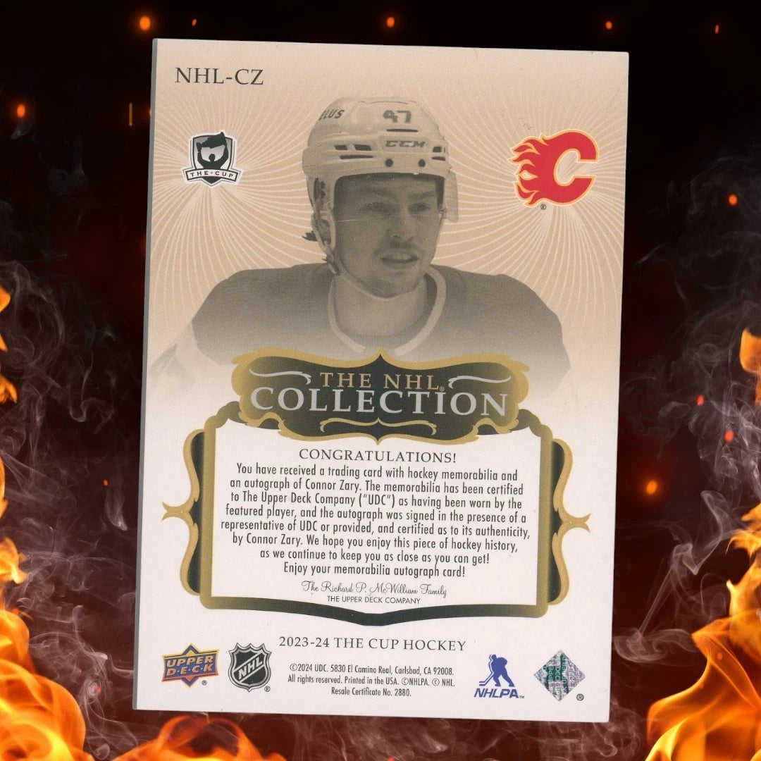 2023-24 Upper Deck The Cup CONNOR ZARRY The NHL Collection Patch Auto /35