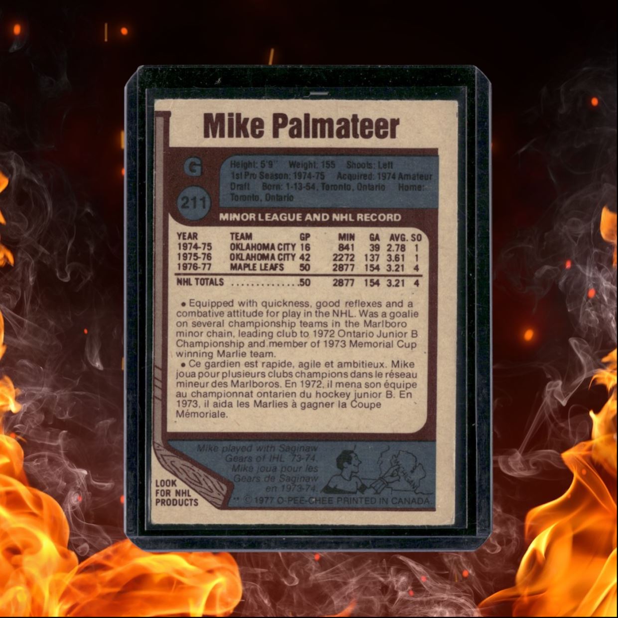 1977-78 O-Pee-Chee Mike Palmateer Rookie #211