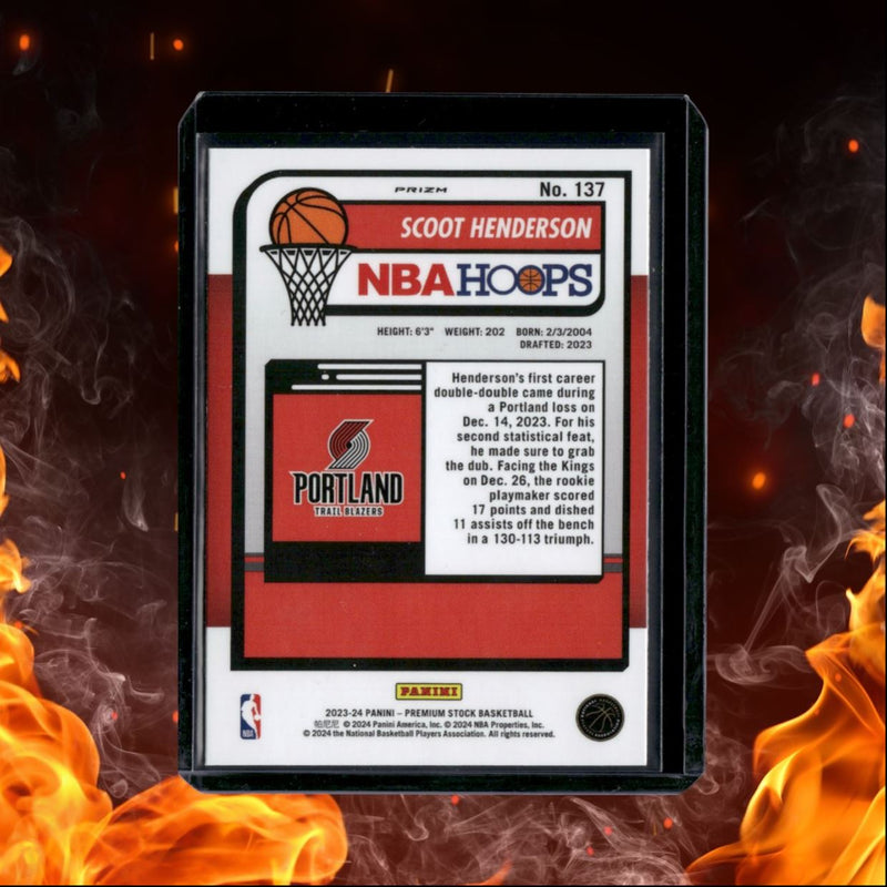 2023-24 Panini NBA Hoops Premium Stock Scoot Henderson Holo Prizm Rookie