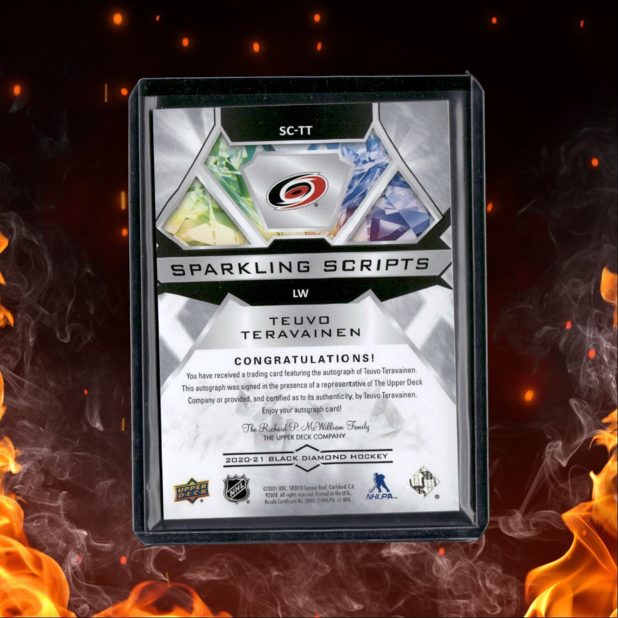 2020-21 Upper Deck Black Diamond Teuvo Teravainen Sparkling Scripts Auto #SC-TT