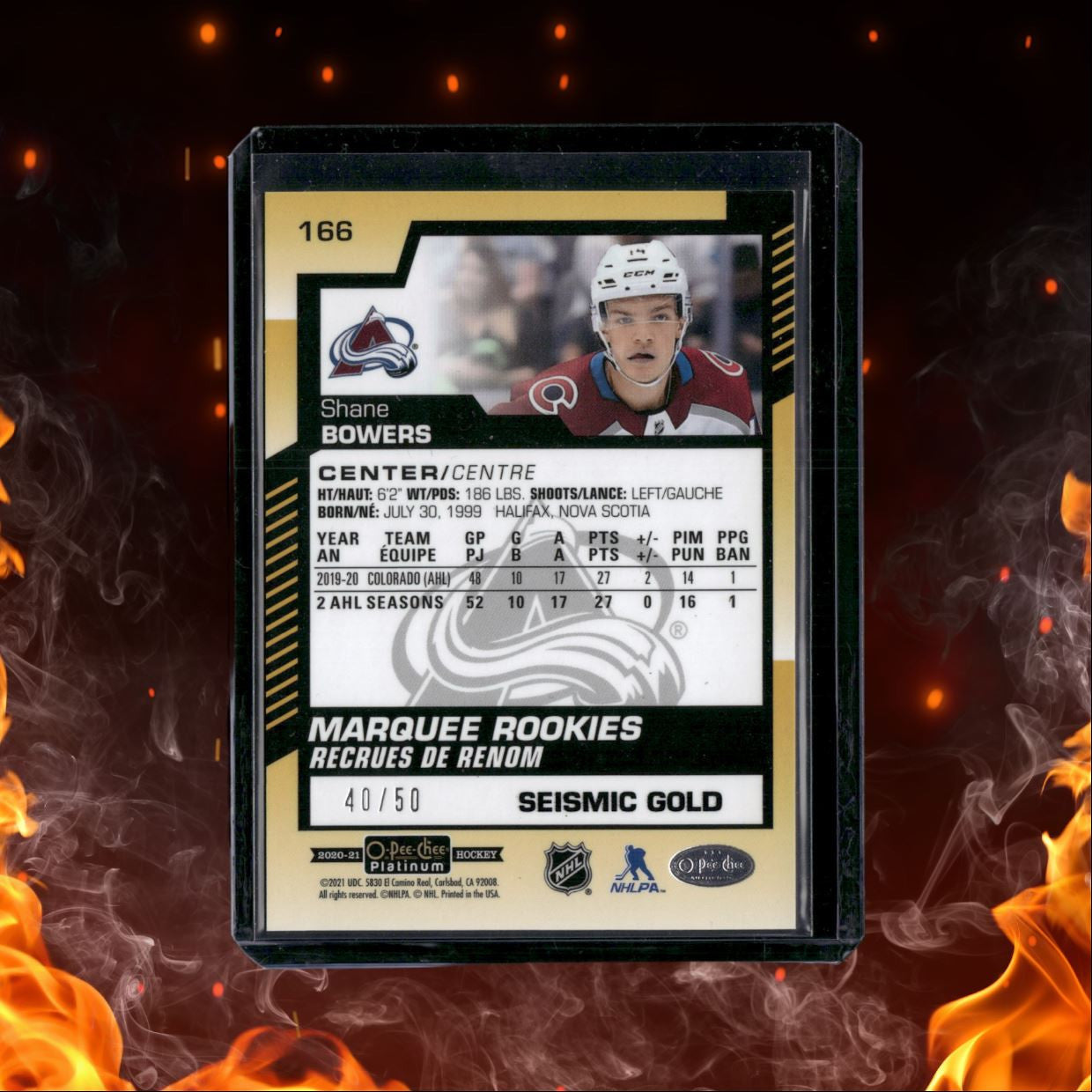 2020-21 O-Pee-Chee Platinum Shane Bowers Marquee Seismic Gold Rookie 40/50 #166