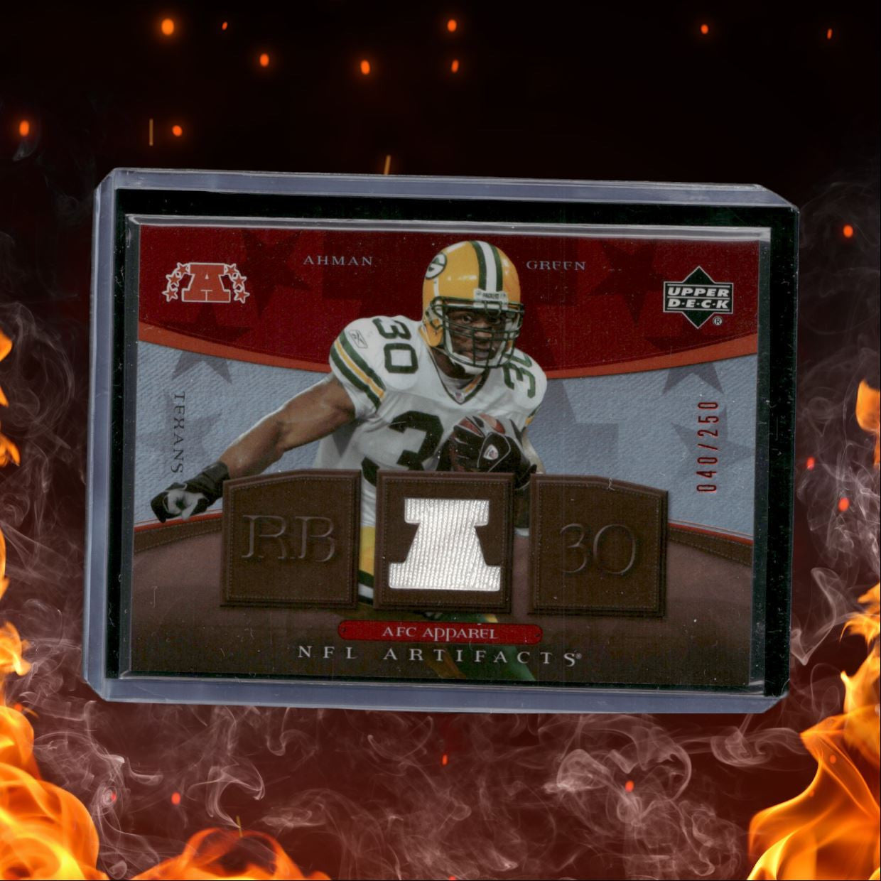 2007 Upper Deck Artifacts Ahman Green AFC Apparel Jersey Red 040/250 #AFC-AG