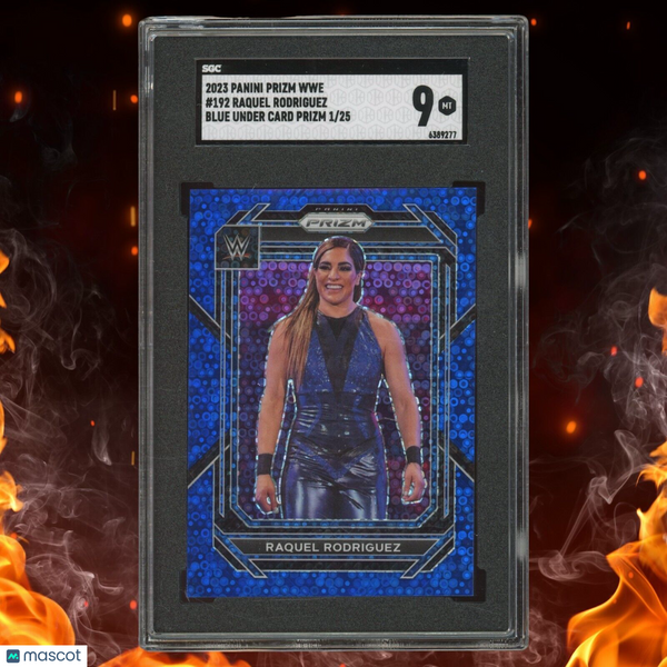 2023 Panini Prizm WWE RAQUEL RODRIGUEZ 1/25 Blue Under Card Prizm SGC 9 #192