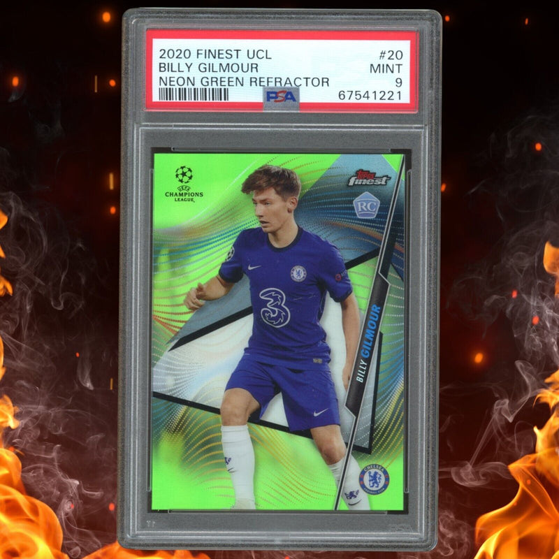 2020 Topps Finest Ucl Billy Gilmour Rookie /99 Neon Green Refractor Psa 9