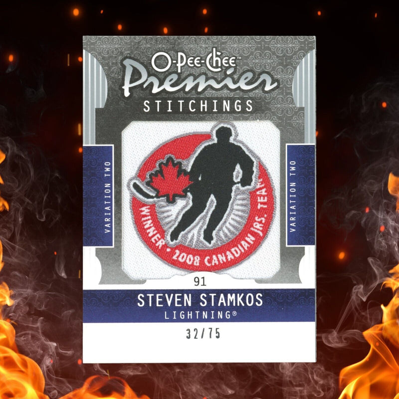 2008-09 o-pee-chee premier steven stamkos stitching patch /75 variation two