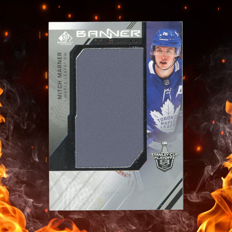 2021-22 ud sp game used mitch marner banner year relic