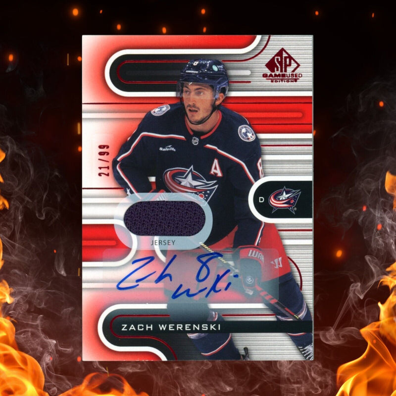 2022-23 Ud Sp Game Used Zach Werenski Jersey Patch Auto /99 Red