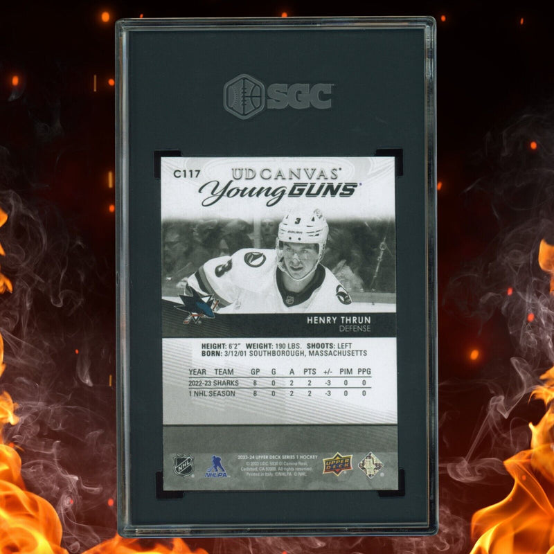 2023-24 Upper Deck Henry Thrun Young Guns Black & White Canvas Sgc 10