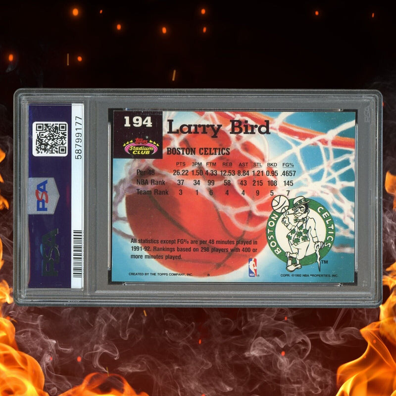 1992-93 Topps Stadium Club LARRY BIRD Card PSA 7