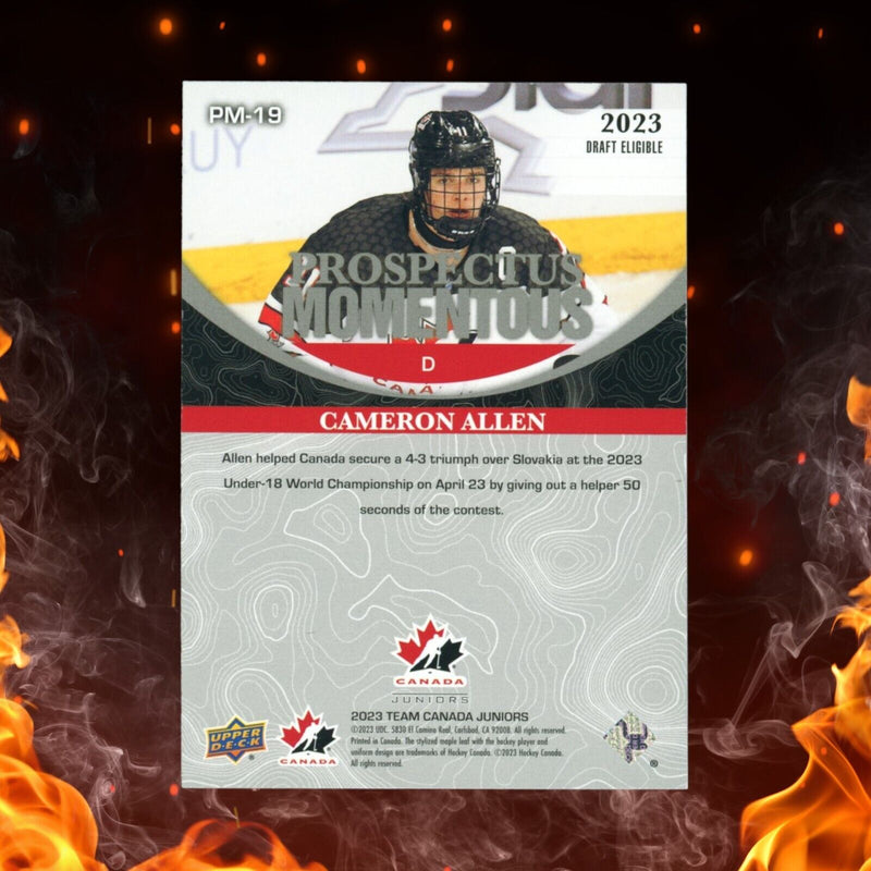 2023 Team Canada Juniors Cameron Allen Prospectus Momentous Gold /99