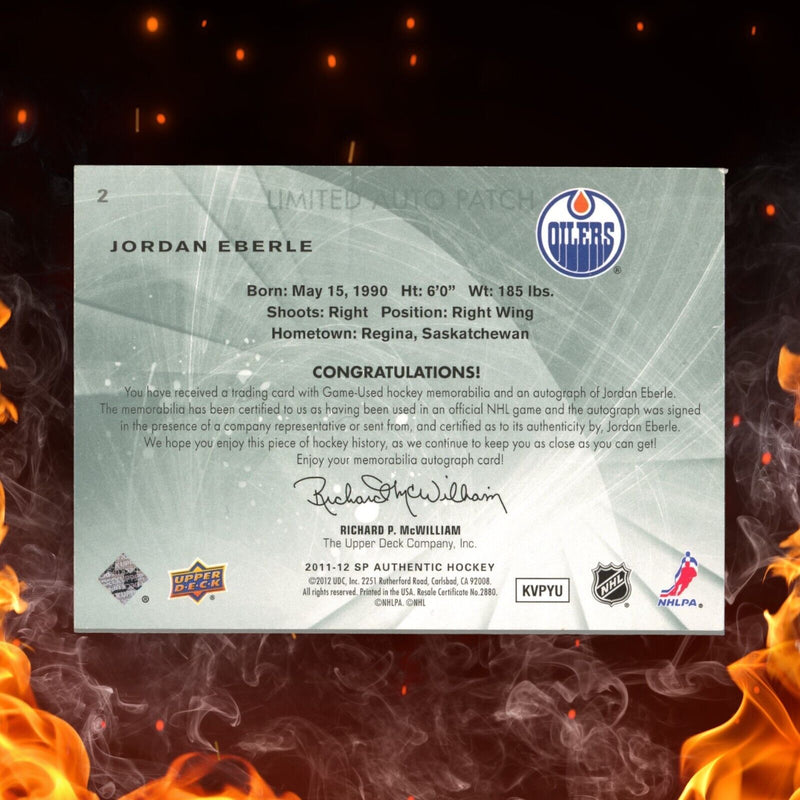 2011-12 SP Authentic JORDAN EBERLE Limited Auto Patch /100