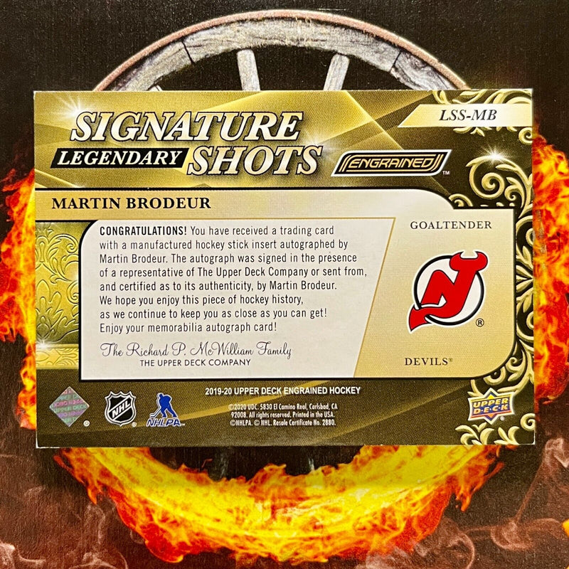 2019-20 Ud Engrained Martin Brodeur Signature Shots Stick Patch Auto 10/10